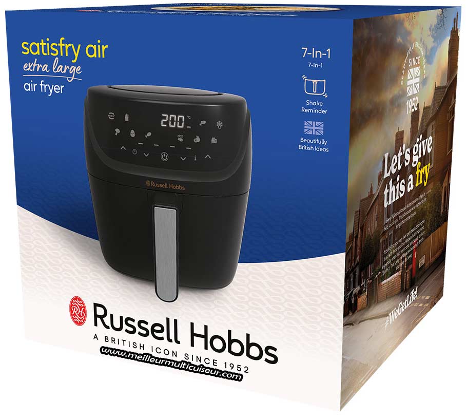 Russell Hobbs Air fryer XXL 8l [Multicuiseur 7en1] Friteuse sans huile (10  programmes, cuit, grille, rôtit, frit, Convient au lave-Vaisselle, Digital