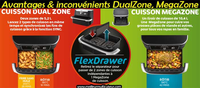 Foodi Flex Ninja AF500EU DualZone, MegaZone 10,4L Friteuse sans huile  Caractéristiques Techniques 