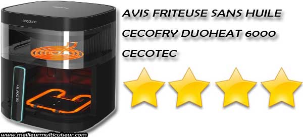 Bilan du Cecofry DuoHeat 6000 CECOTEC : friteuse sans huile 2200w avec  Fenêtre panoramique - Meilleur Multicuiseur