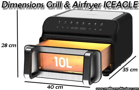Dimensions de la friteuse numérique 10 litres ICEAGLE