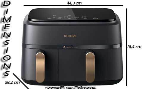 Dimensions de la friteuse sans huile Dual Basket Serie 3000 du fabricant Philips