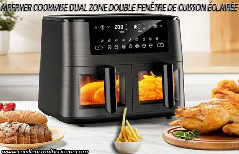 Double fenêtre éclairée sur la friteuse diététique Cookwise double panier