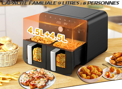 Airfryer SDGDRT Dual Zone Capacite 9 Litres 8 Personnes