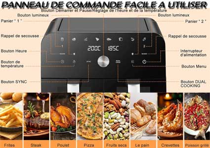 Airfryer SDGDRT Dual Zone Panneau de Commande Intuitif.