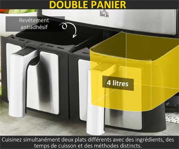 Double panier de cuisson utilisables indépendamment ou simultanément