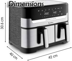 Dimensions de l'airfryer & grill Moulinex EZ905D20