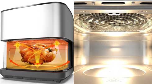 Technologie de cuisson : Air Crisp (air chaud sur 360°).