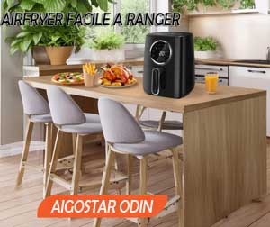 Airfryer Aigostar facile à ranger dans la cuisine.