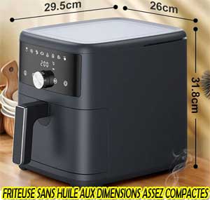 Dimensions compactes de la friteuse sans huile familiale INNSKY 6 litres