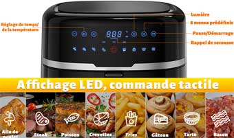 Ecran LED, touches tactiles sur un panneau de commande intuitif.