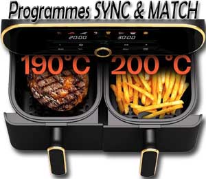 Fonctions SYNC & MATCH de la friteuse à air AuraAir 11 litres de KLARSTEIN