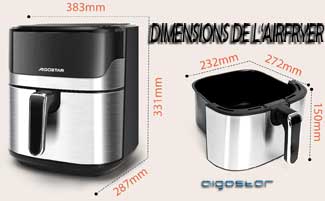 Les dimensions de cette friteuses sans huile pour un rangement facile