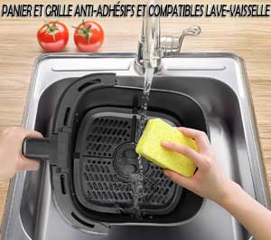 Le panier et la grille vont au lave-vaisselle et dispose d'un revêtement anti-adhésif...