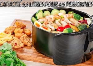 Capacité totale de 5,5 litres pour 4 à 5 personnes maximum.