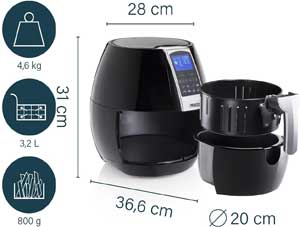 Dimensions réduites pour une friteuse à air compacte et facile à ranger...