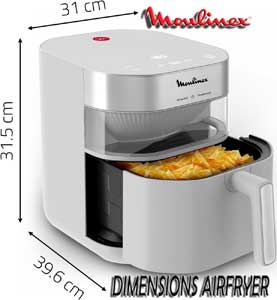 Dimensions de la friteuse sans huile Infrared Easy Fry MOULINEX