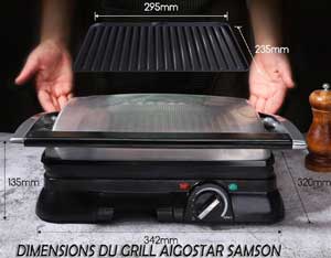 Les dimensions du grill d'intérieur 30KLU modèle Samson de marque AIGOSTAR.