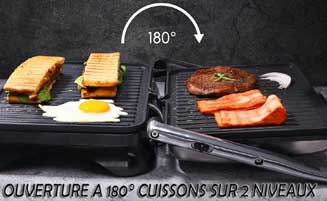 Ouvrir le grill Aigostar 30KLU Samson à 180° pour doubler la surface de cuisson